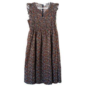 J. Crew Factory Ditsy Floral Cotton Shirred Midi Dress L